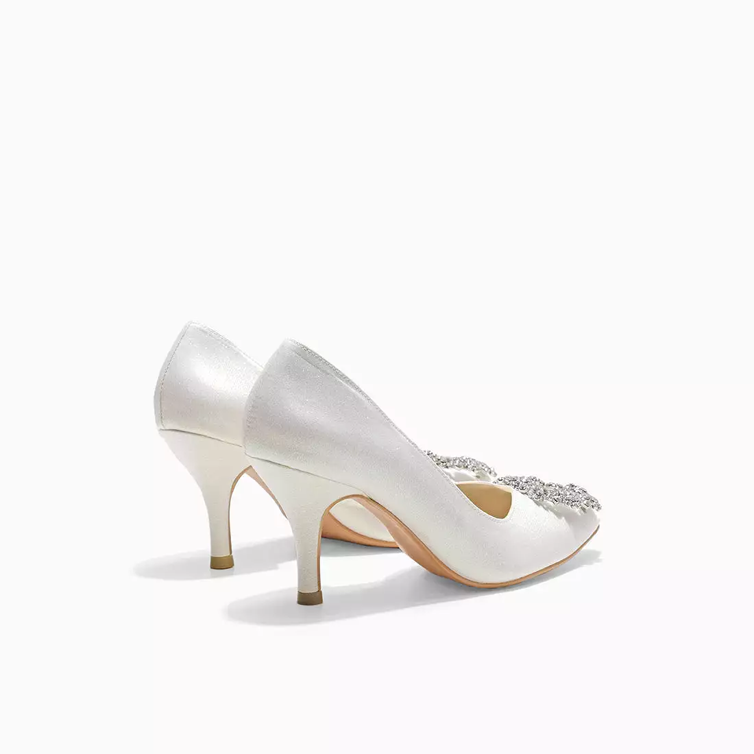 Jade Cynthia White Glitter Heels