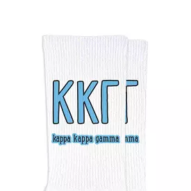 Kappa Kappa Gamma Sorority Crew Socks with Name and Letters in Sorority Colors