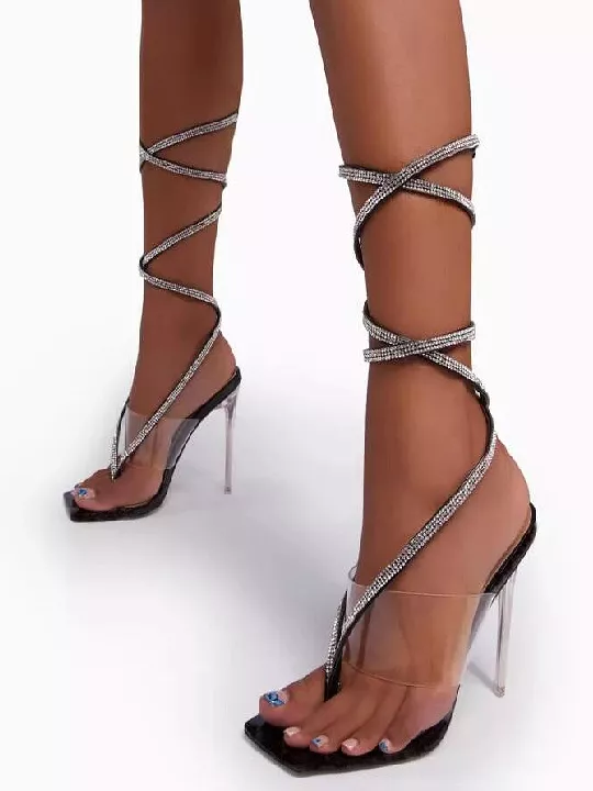 Lace Up Stiletto Heel Sandals