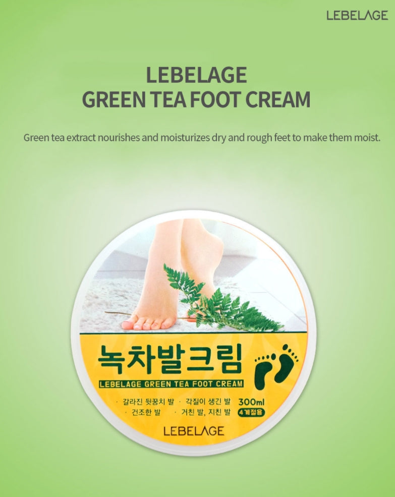 LEBELAGE Green Tea Foot Cream 300ml Body Dry Heel Moisture Care Deep Nourish