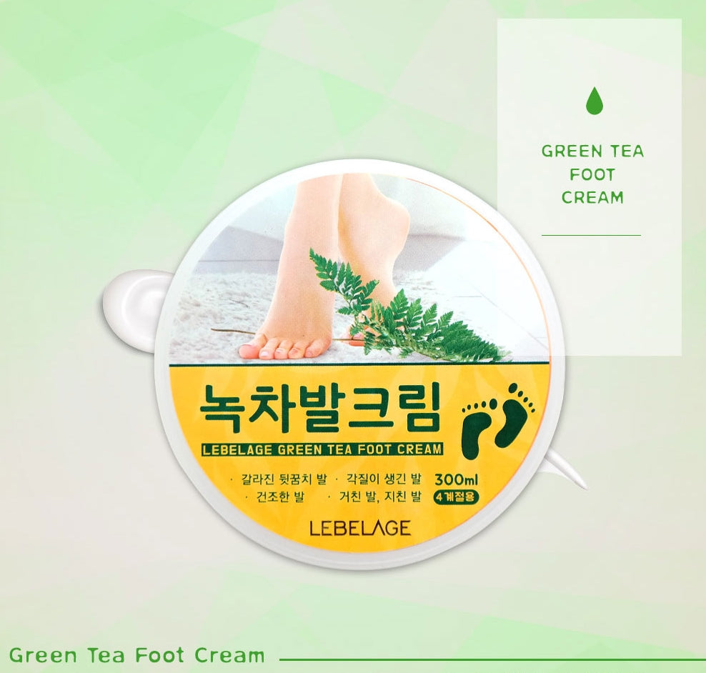 LEBELAGE Green Tea Foot Cream 300ml Body Dry Heel Moisture Care Deep Nourish