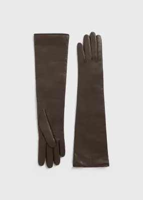 Long leather gloves brown