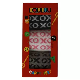 Louluu Women Xox Design Tennis Ankle Socks  3 Pieces Box-2