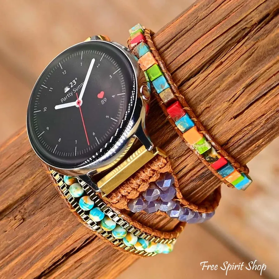 Multicolor Stone Bead Samsung / Garmin Watch Band