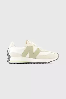 New Balance Women's 327 Sneaker in Turtledove with fatigue green