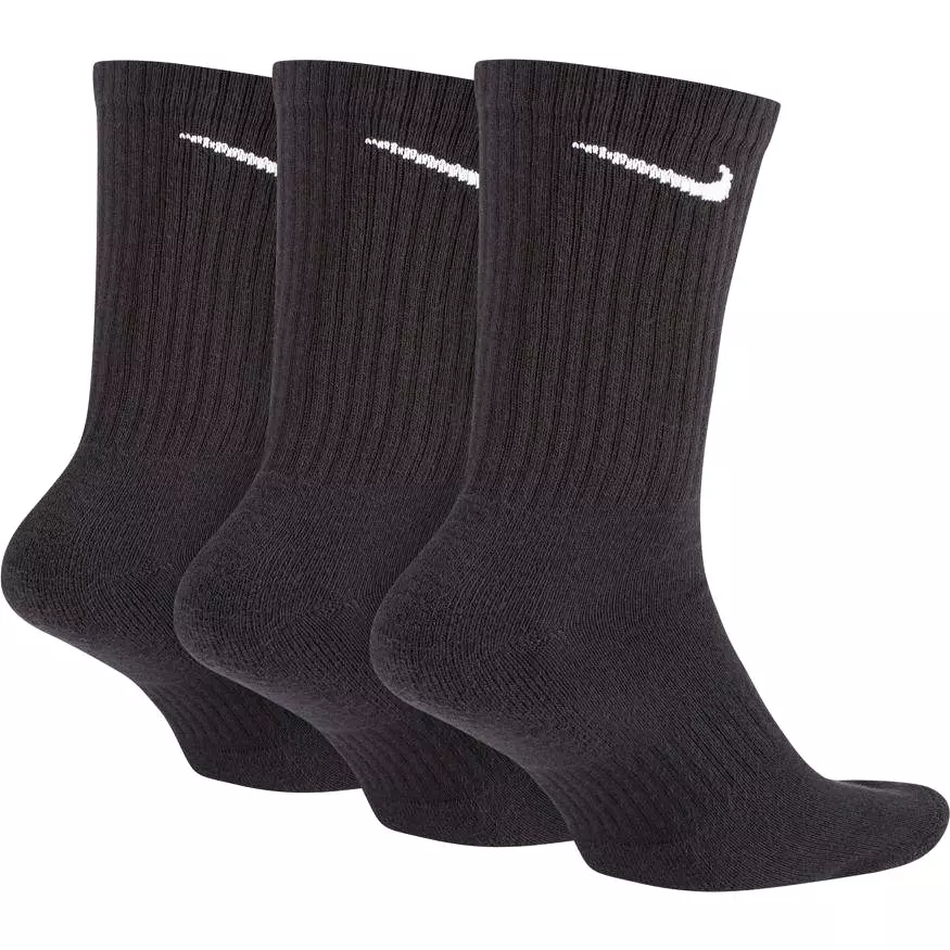 NIKE UNISEX EVERYDAY CUSHIONED BLACK TRAINING CREW SOCKS (3 PAIRS)