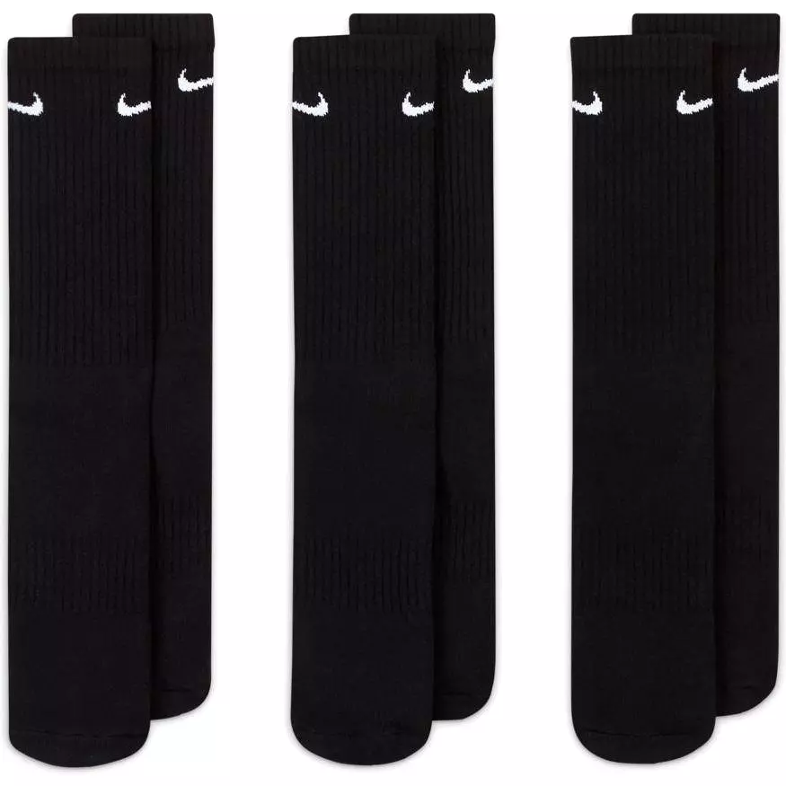 NIKE UNISEX EVERYDAY CUSHIONED BLACK TRAINING CREW SOCKS (3 PAIRS)