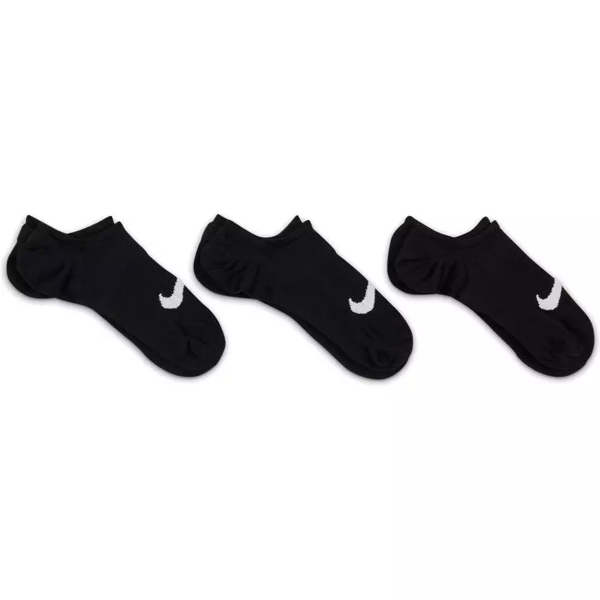 NIKE WOMEN'S EVERYDAY PLUS LIGHTWEIGHT TRAINING BLACK FOOTIE SOCKS (3 PAIRS)