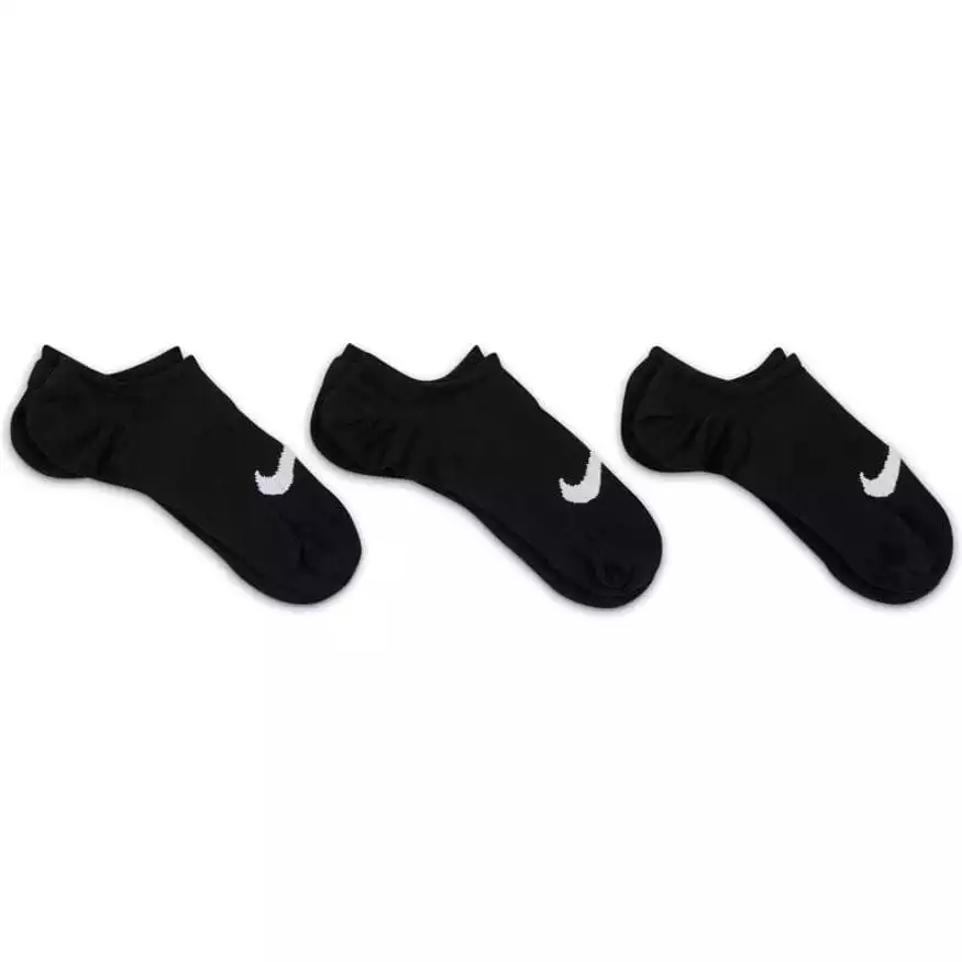 NIKE WOMEN'S EVERYDAY PLUS LIGHTWEIGHT TRAINING FOOTIE BLACK SOCKS (3 PAIRS)