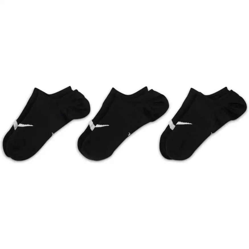 NIKE WOMEN'S EVERYDAY PLUS LIGHTWEIGHT TRAINING FOOTIE BLACK SOCKS (3 PAIRS)