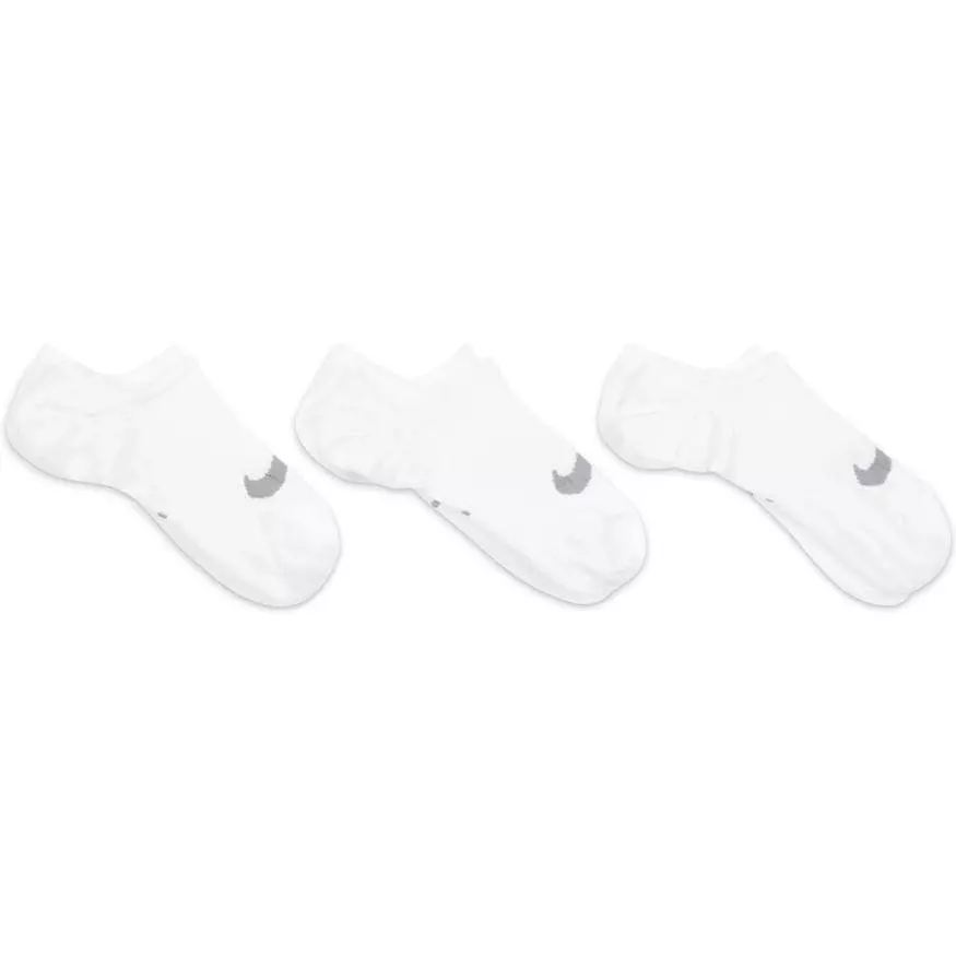 NIKE WOMEN'S EVERYDAY PLUS LIGHTWEIGHT WHITE TRAINING FOOTIE SOCKS (3 PAIRS)