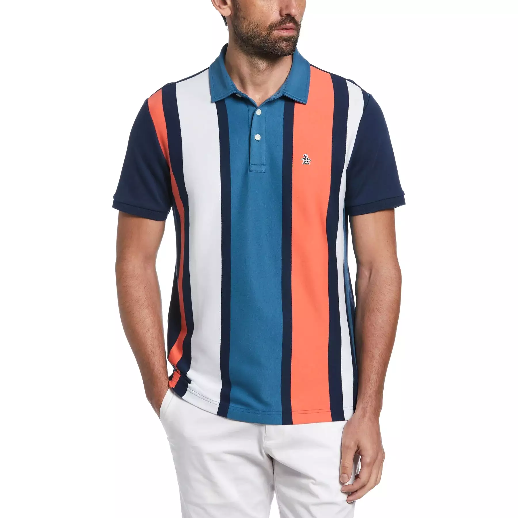 Original Penguin Mens Vertical Stripe Polo T-Shirt