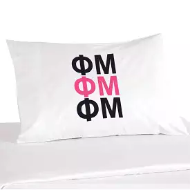 Phi Mu Sorority Letters in Sorority Colors Pillowcase