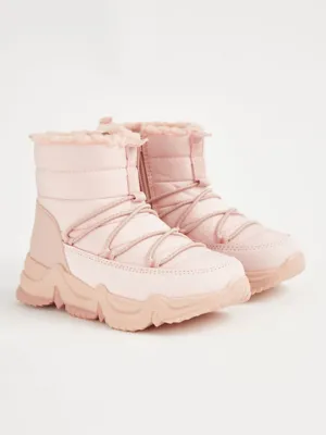 Pink Fur Lined Mountain Snowboots | Kids | George at ASDA