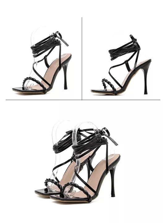 Roman Style Cross Strap Thin Heel Sandals