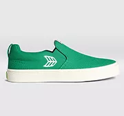 SLIP ON Green Canvas Ivory Logo Sneaker Women