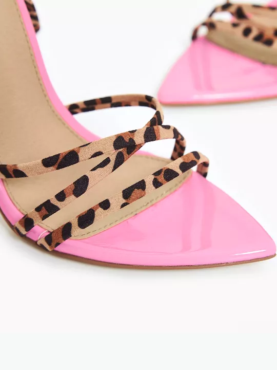 Strappy High Heels Leopard/ Zebra Print Open Toe Sandals