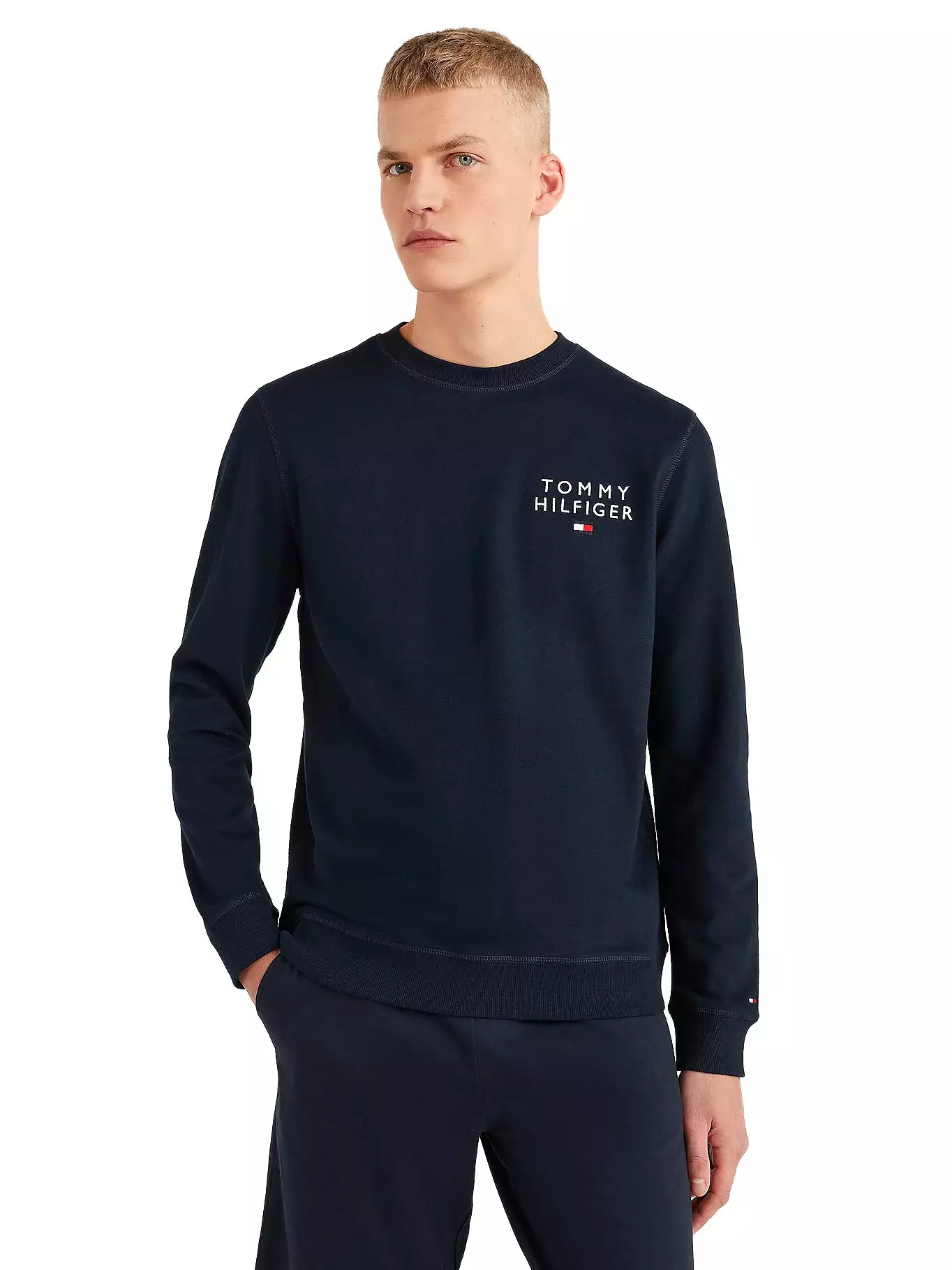 Tommy Hilfiger Mens Crew Neck Logo Lounge Sweatshirt