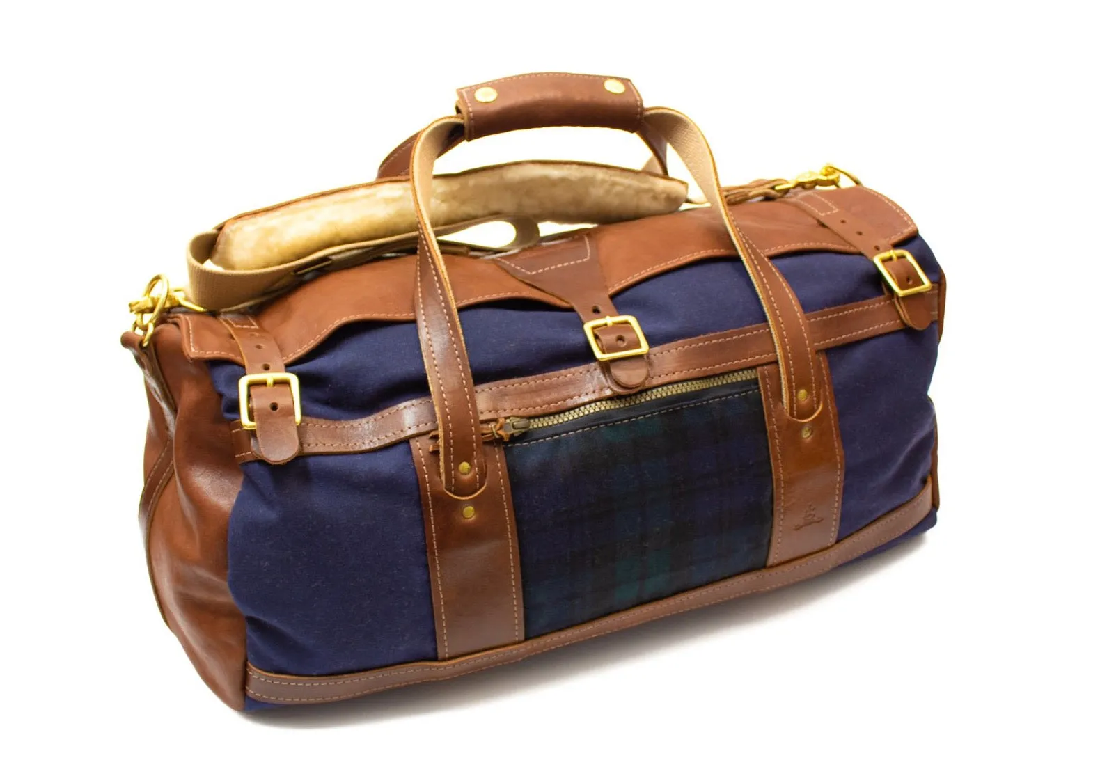 Tour Duffel with Scottish Wool Tartan & Leather Flap and Ends