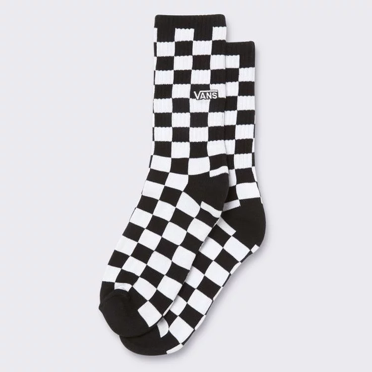 VANS UNISEX CHECKER BLACK/WHITE CREW SOCKS