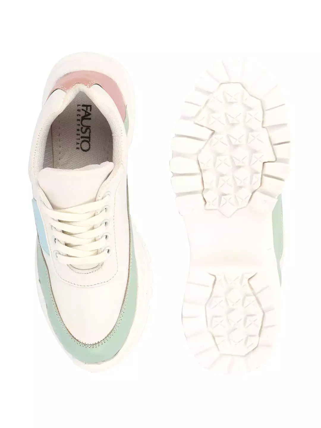 Women Pista Green Colorblocked Casual Lace Up Sneaker Shoes