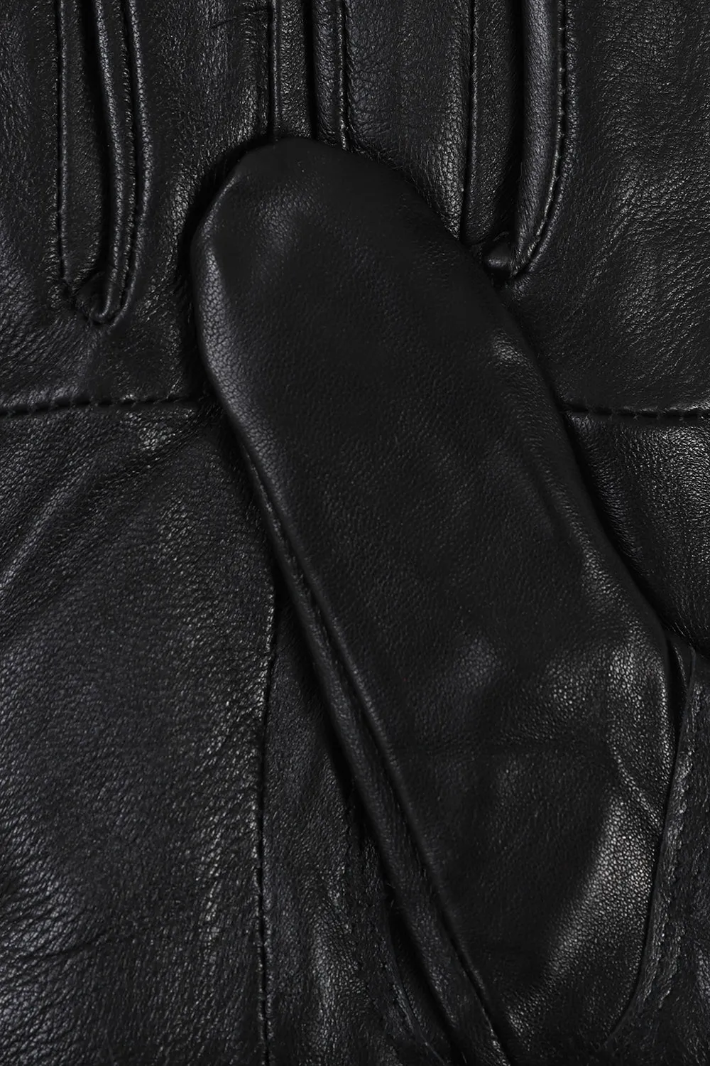 Women's Black Leather Gloves with Fur Cuffs