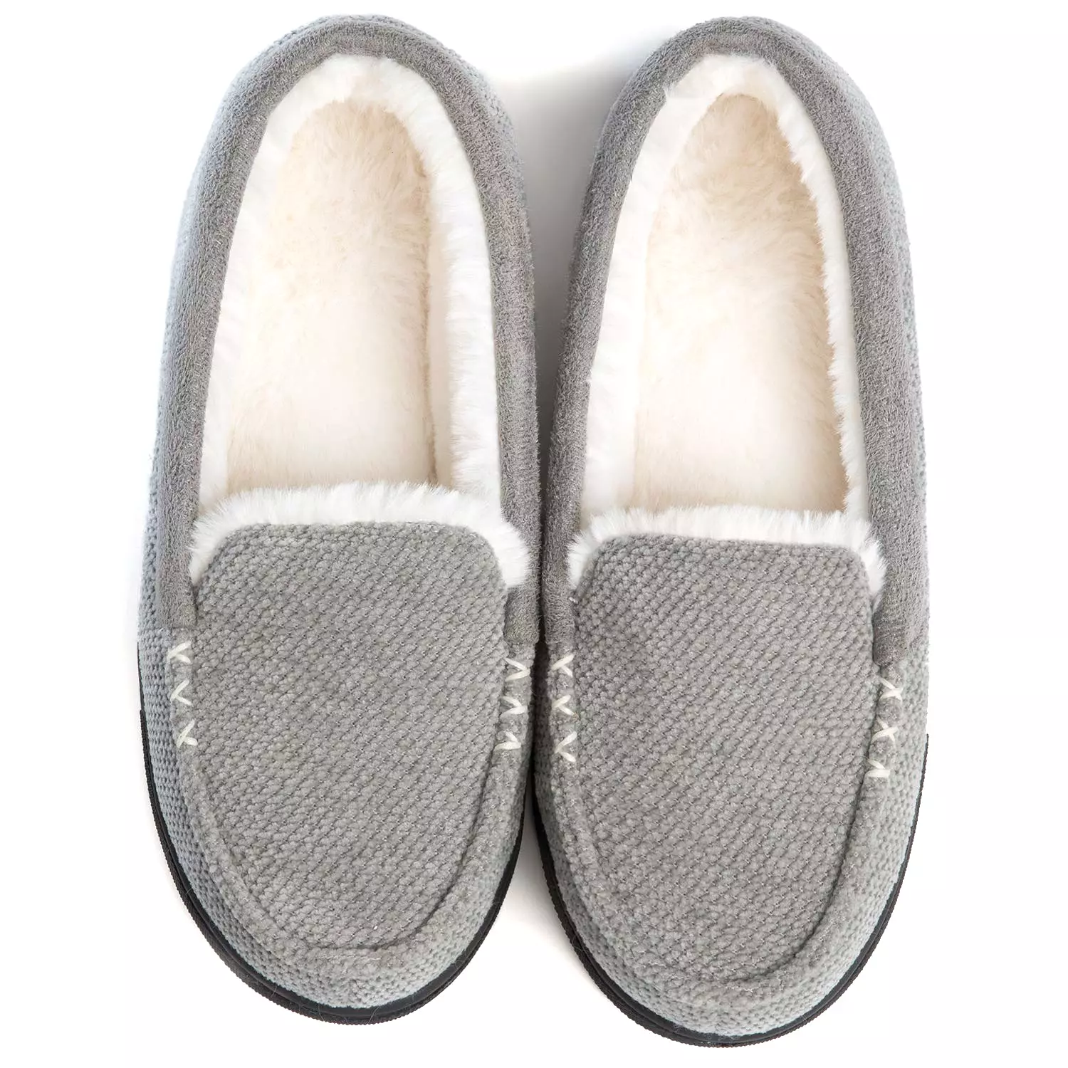 Women's Chenille Faux Fur Lined Moc Slipper