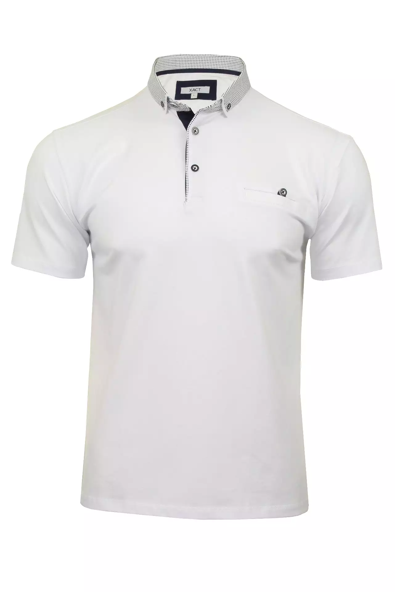 Xact Mens Short Sleeved Polo Shirt with Contrast Collar & Button Down Collar